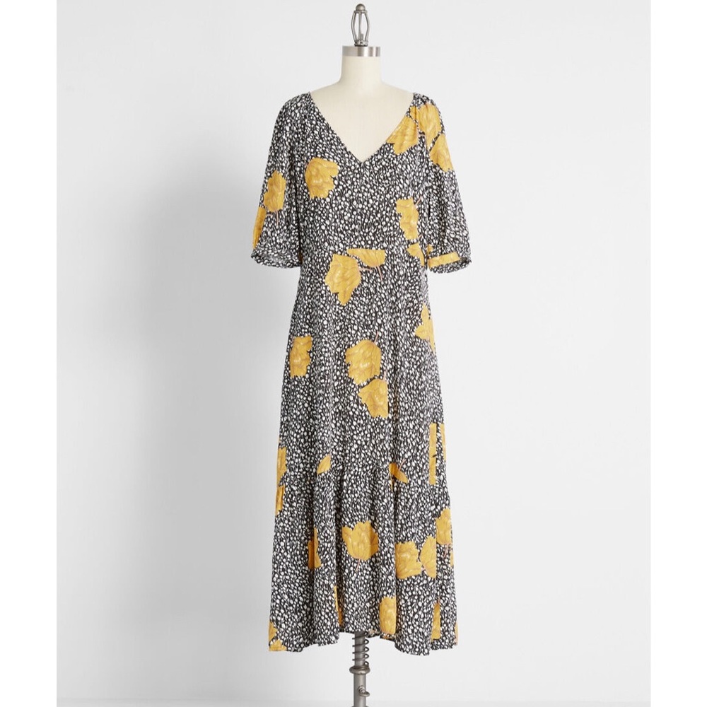 ModCloth Retro Mod Plant One On Me Midi Dress